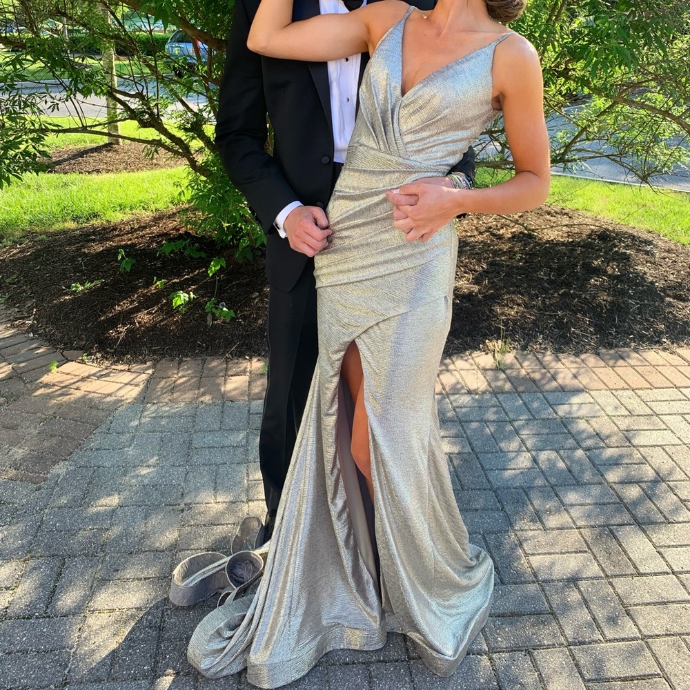 Jovani gold-metallic prom dress